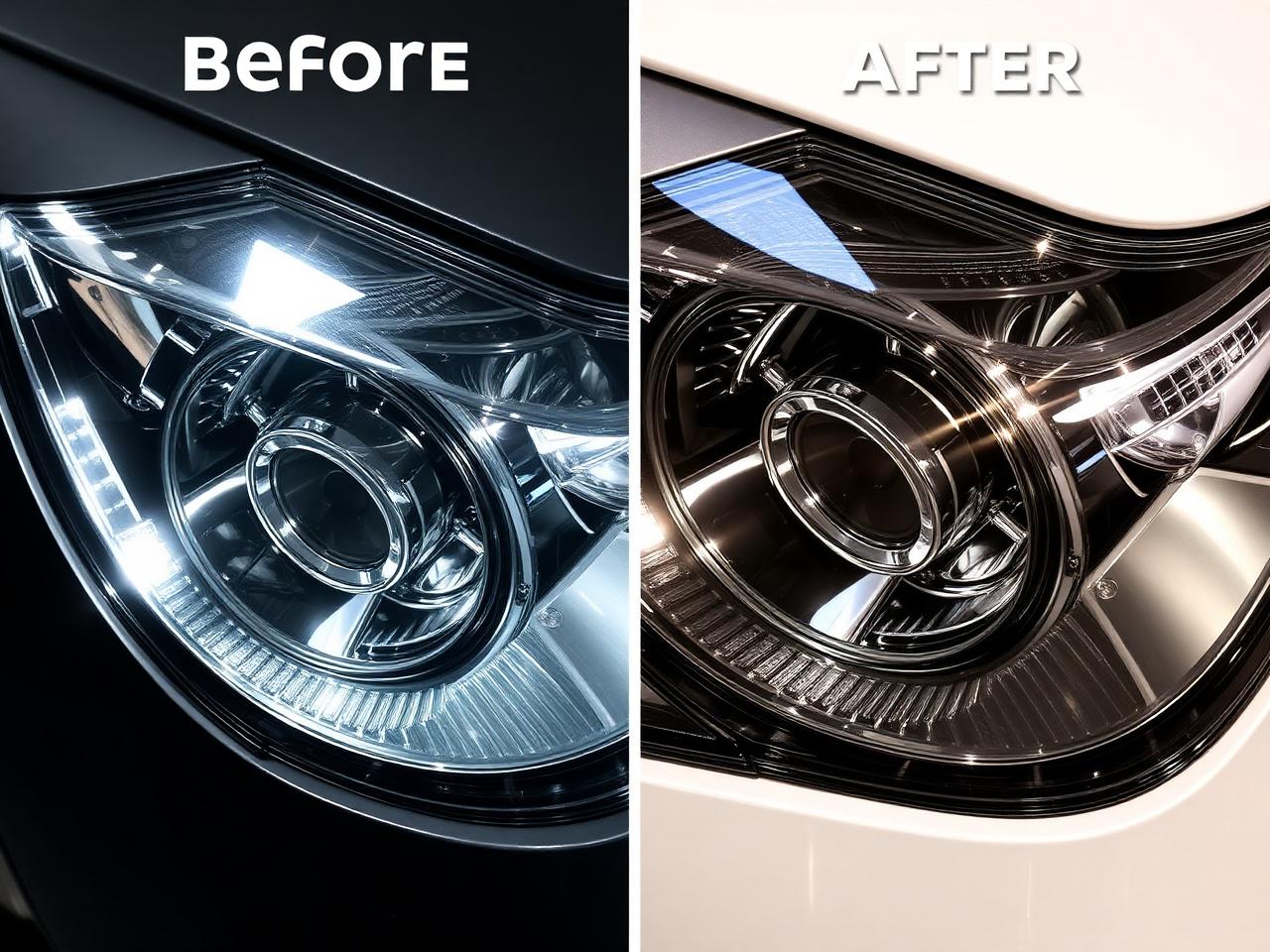 Headlight restoration result, crystal clear lens